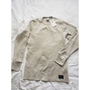 Nike Life Small Long Sleeve Heavyweight Waffle Top DX0894-012 Light Bone Grey